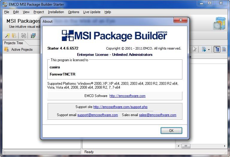 Emco msi package builder license key