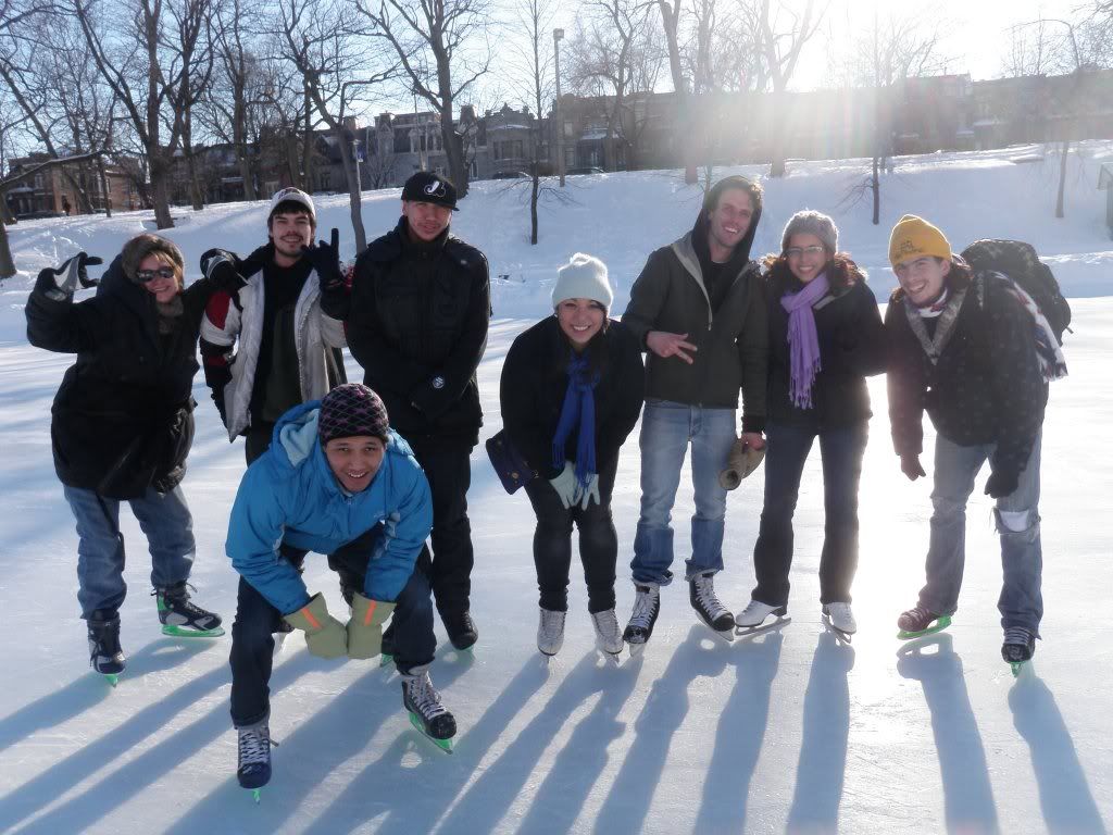 Photo of our staff and youth ice-skating