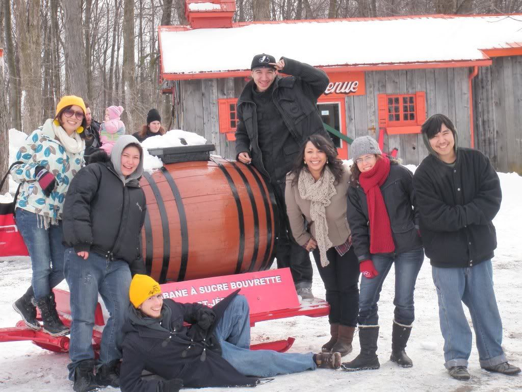 Photo of our staff and youth outside of St-Jerome sugar shack