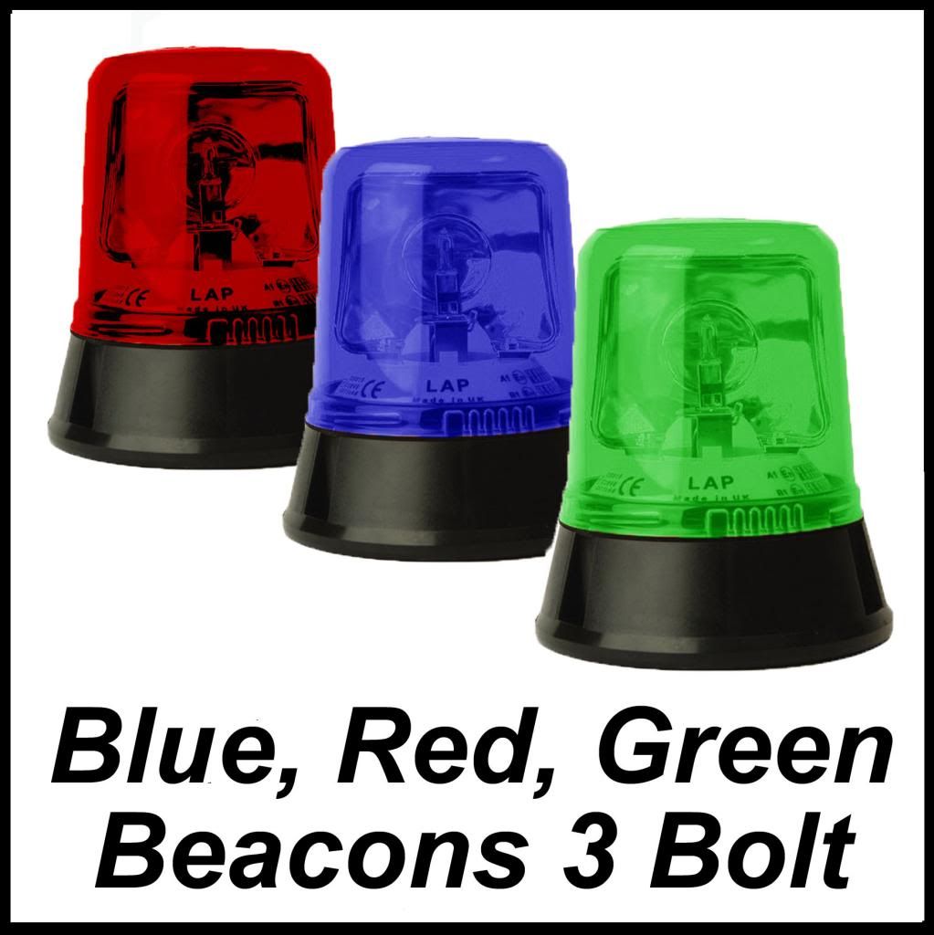 Emergency Beacons Blue, Red, Green Response Vehicle Lighting